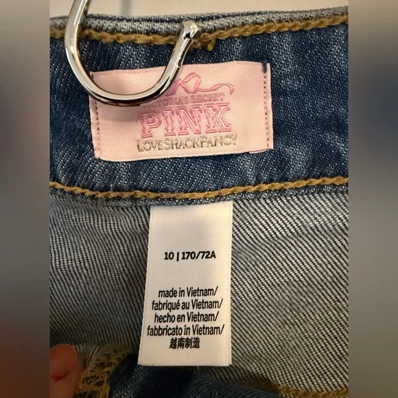 *NWT* VS PINK x LoveShackFancy Denim Baggy High Rise Jeans - bow print - Picture 6 of 11